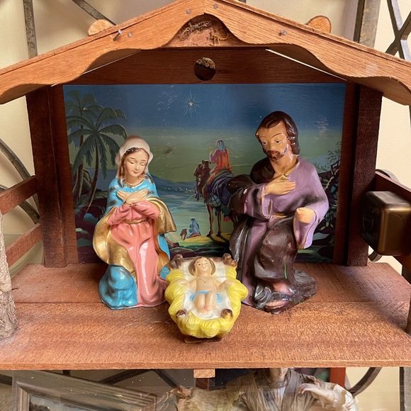 LARGE Vintage Christmas Nativity Italy Paper Mache Figurine Holy Family - Picture 2 of 15